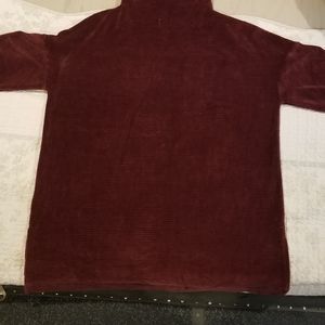 Ribbed, velour, mock neck long sleeved shirt
